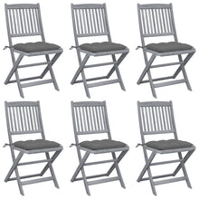 Tuinstoelen Inklapbaar Met Kussens Massief Acaciahout 6 Grijs