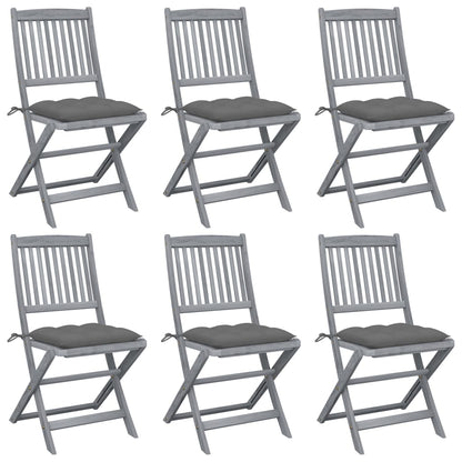 Tuinstoelen Inklapbaar Met Kussens Massief Acaciahout 6 Grijs