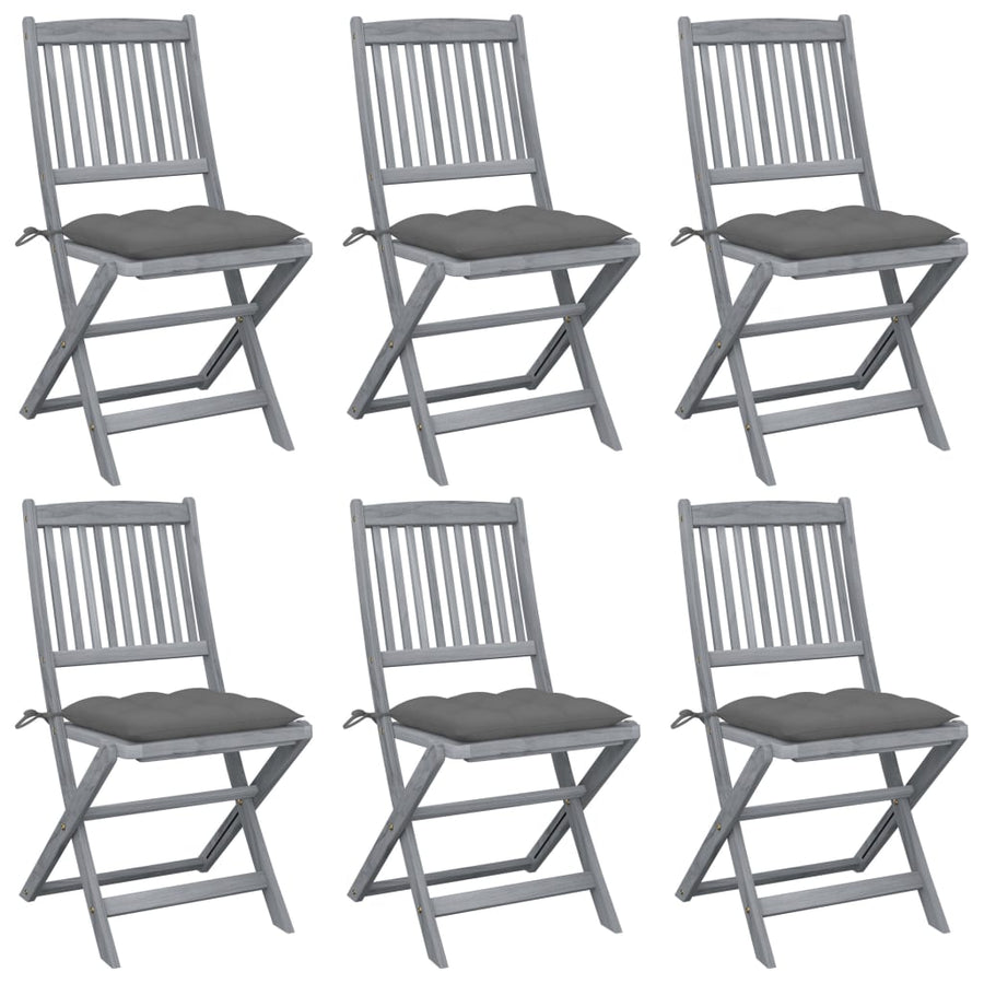 Tuinstoelen Inklapbaar Met Kussens Massief Acaciahout 6 Grijs