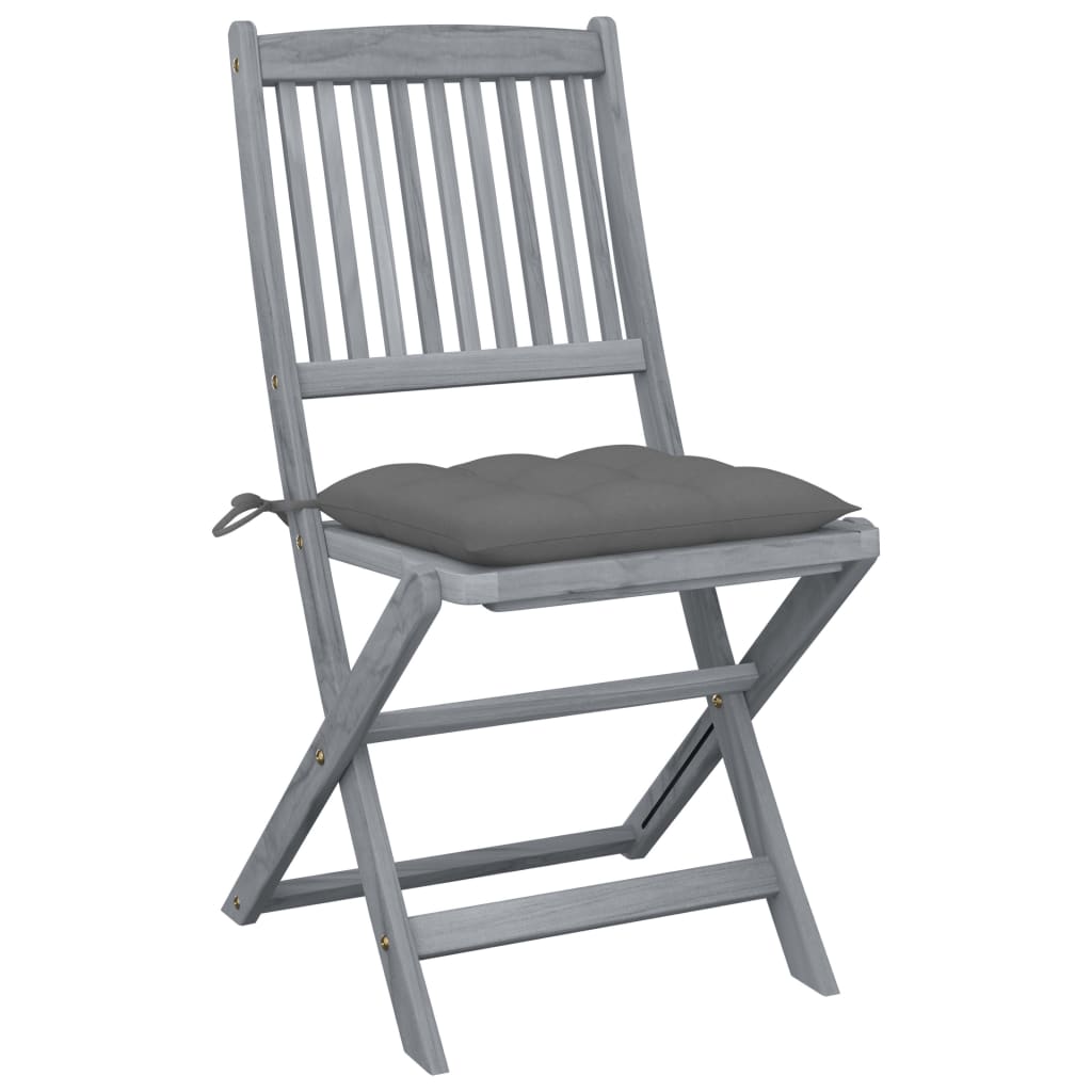 Tuinstoelen Inklapbaar Met Kussens Massief Acaciahout 6 Grijs