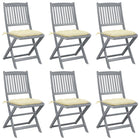 Garden chairs 6 pcs foldable with cushions solid acacia wood