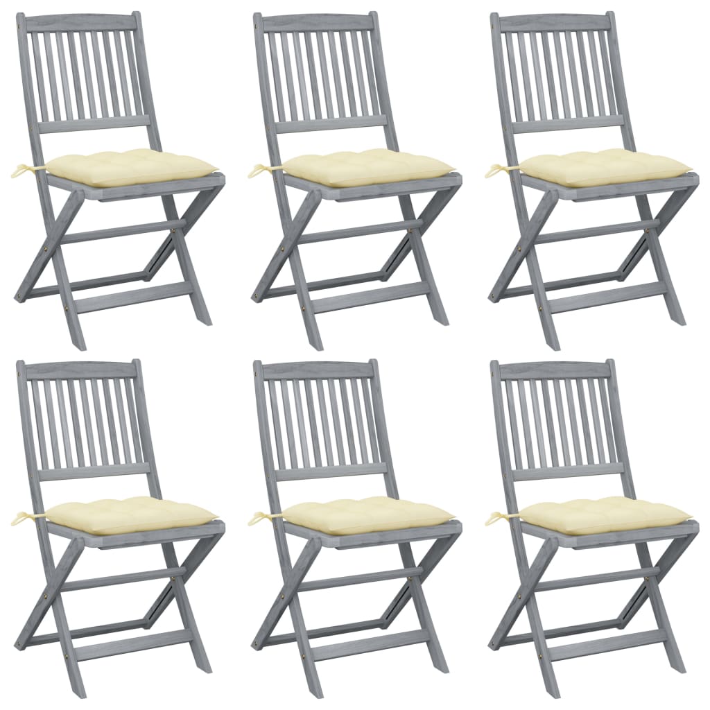 Tuinstoelen Inklapbaar Met Kussens Massief Acaciahout 6 Crème