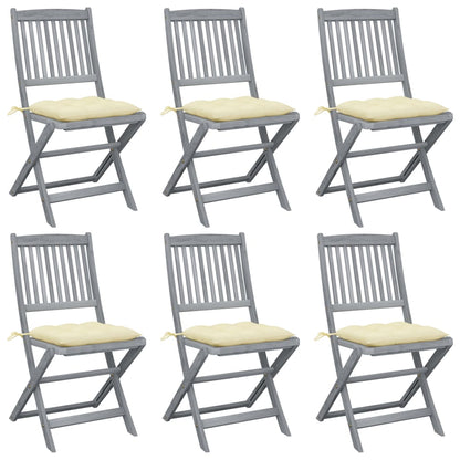Tuinstoelen Inklapbaar Met Kussens Massief Acaciahout 6 Crème