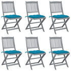 Tuinstoelen massief acaciahout inklapbaar 6 stuks blauw