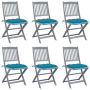 Tuinstoelen massief acaciahout inklapbaar 6 stuks blauw