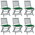 Tuinstoelen 6 st massief acaciahout inklapbaar
