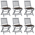 Tuinstoelen 6 stuks massief acaciahout inklapbaar met kussens