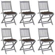 Tuinstoelen 6 stuks massief acaciahout inklapbaar met kussens