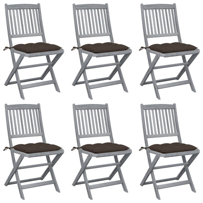 Tuinstoelen 6 St Inklapbaar Met Kussens Massief Acaciahout Taupe