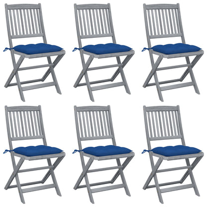 Tuinstoelen 6 st inklapbaar met kussens massief acaciahout