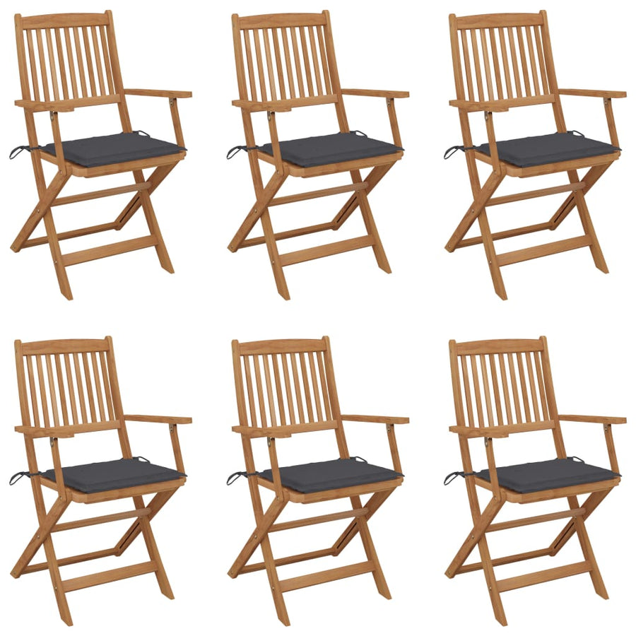 Tuinstoelen Inklapbaar Met Kussens Massief Acaciahout 6 Antraciet