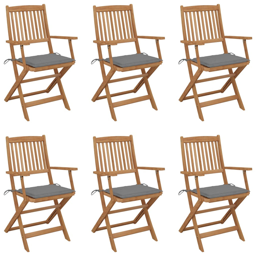Tuinstoelen Inklapbaar Met Kussens Massief Acaciahout 6 Grijs