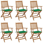 Tuinstoelen 6 st massief acaciahout inklapbaar met kussens