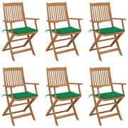 Tuinstoelen 6 st massief acaciahout inklapbaar met kussens