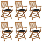 Folding Garden Chairs with Cushions Solid Acacia Wood 6