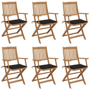 Folding Garden Chairs with Cushions Solid Acacia Wood 6