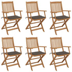 Folding Garden Chairs with Cushions Solid Acacia Wood 6