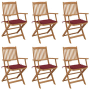 Folding Garden Chairs with Cushions Solid Acacia Wood 6