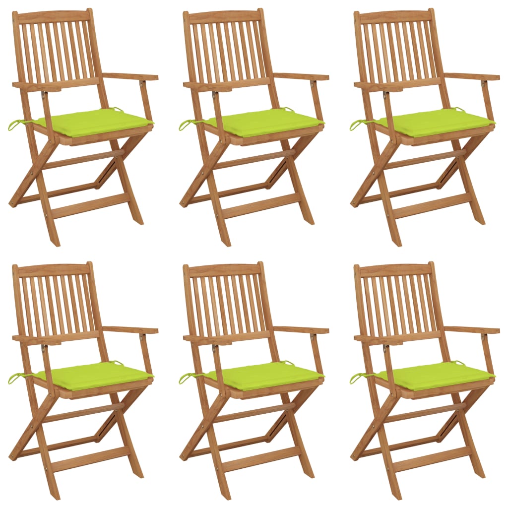 Tuinstoelen 6 St Inklapbaar Met Kussens Massief Acaciahout Heldergroen