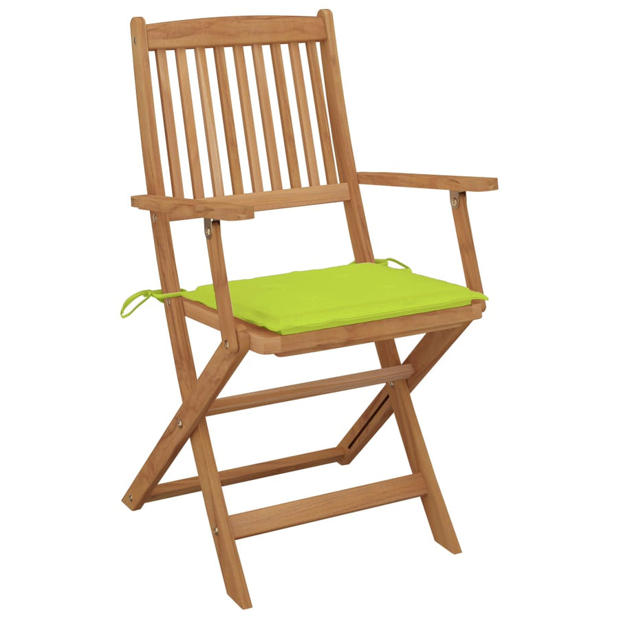 Tuinstoelen 6 St Inklapbaar Met Kussens Massief Acaciahout Heldergroen