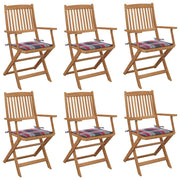 Garden chairs 6 pcs foldable with cushions solid acacia wood