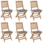 Garden chairs 6 pcs foldable with cushions solid acacia wood