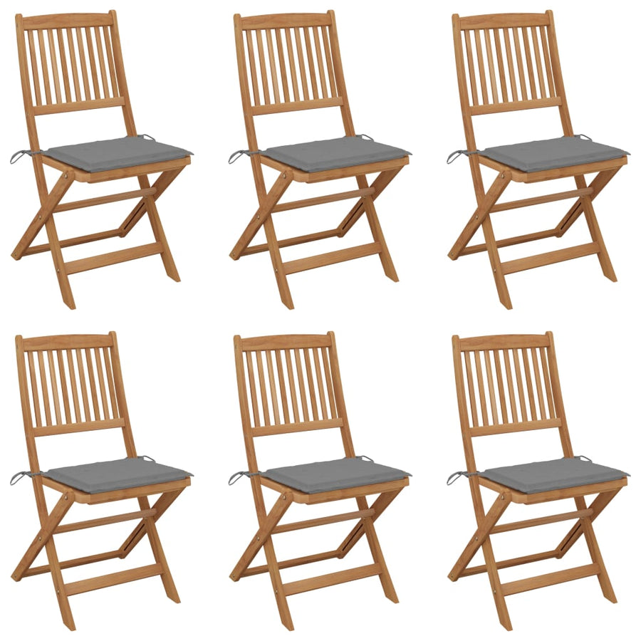 Tuinstoelen Inklapbaar Met Kussens Massief Acaciahout 6 Grijs