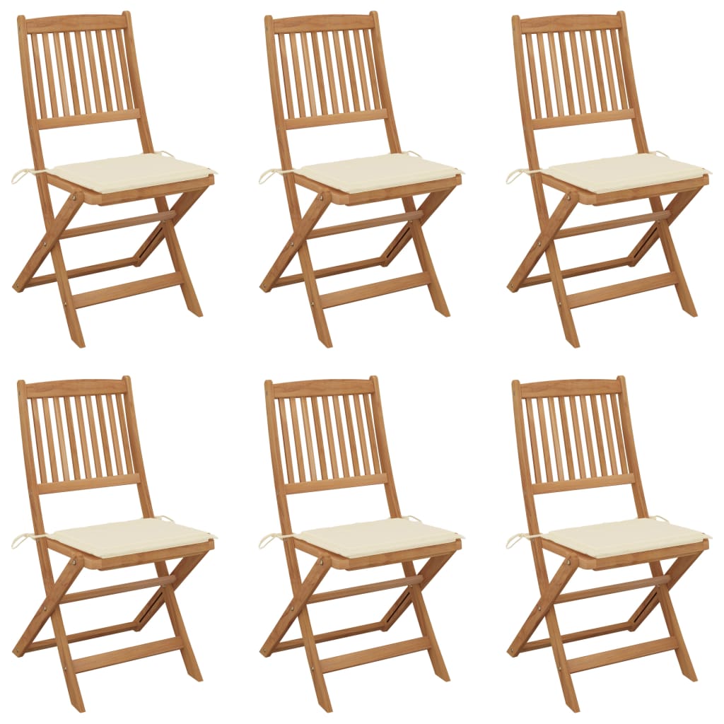Tuinstoelen 6 St Inklapbaar Met Kussens Massief Acaciahout 1 Crème