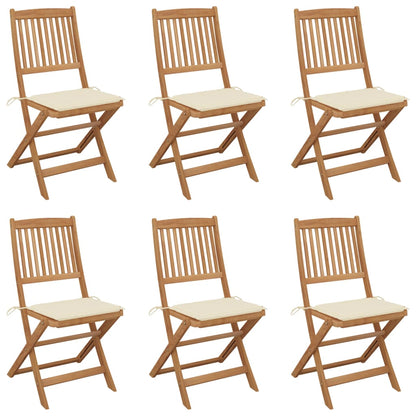 Tuinstoelen 6 St Inklapbaar Met Kussens Massief Acaciahout 1 Crème