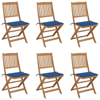 Tuinstoelen Inklapbaar Met Kussens Massief Acaciahout 6 Blauw