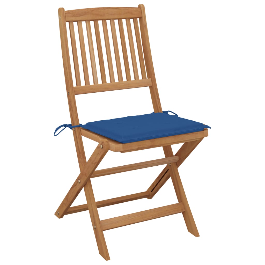 Tuinstoelen Inklapbaar Met Kussens Massief Acaciahout 6 Blauw