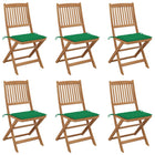 Tuinstoelen 6 stuks massief acaciahout inklapbaar met kussens