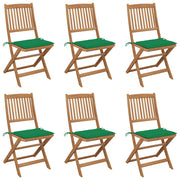 Tuinstoelen 6 stuks massief acaciahout inklapbaar met kussens
