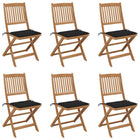 Folding Garden Chairs with Cushions Solid Acacia Wood 6
