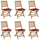 Folding Garden Chairs with Cushions Solid Acacia Wood 6