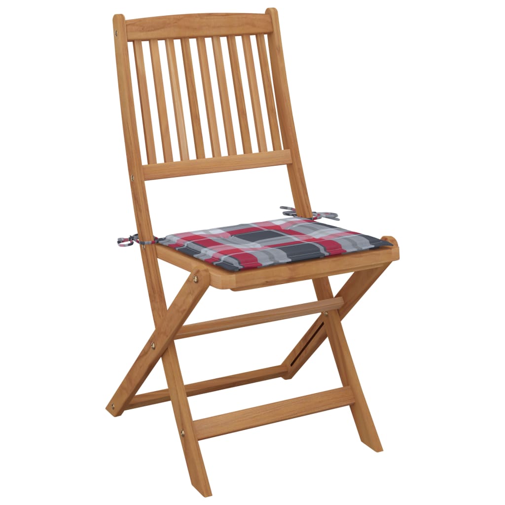 Tuinstoelen 6 st inklapbaar met kussens massief acaciahout