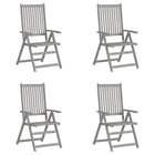 Tuinstoelen 4 st massief acaciahout verstelbaar grijs