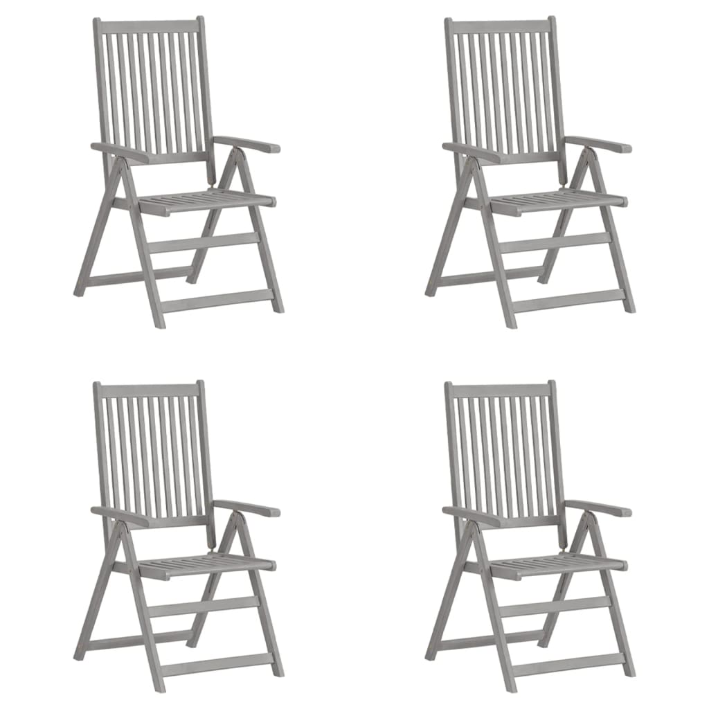 Tuinstoelen Verstelbaar Massief Acaciahout Grijs 4