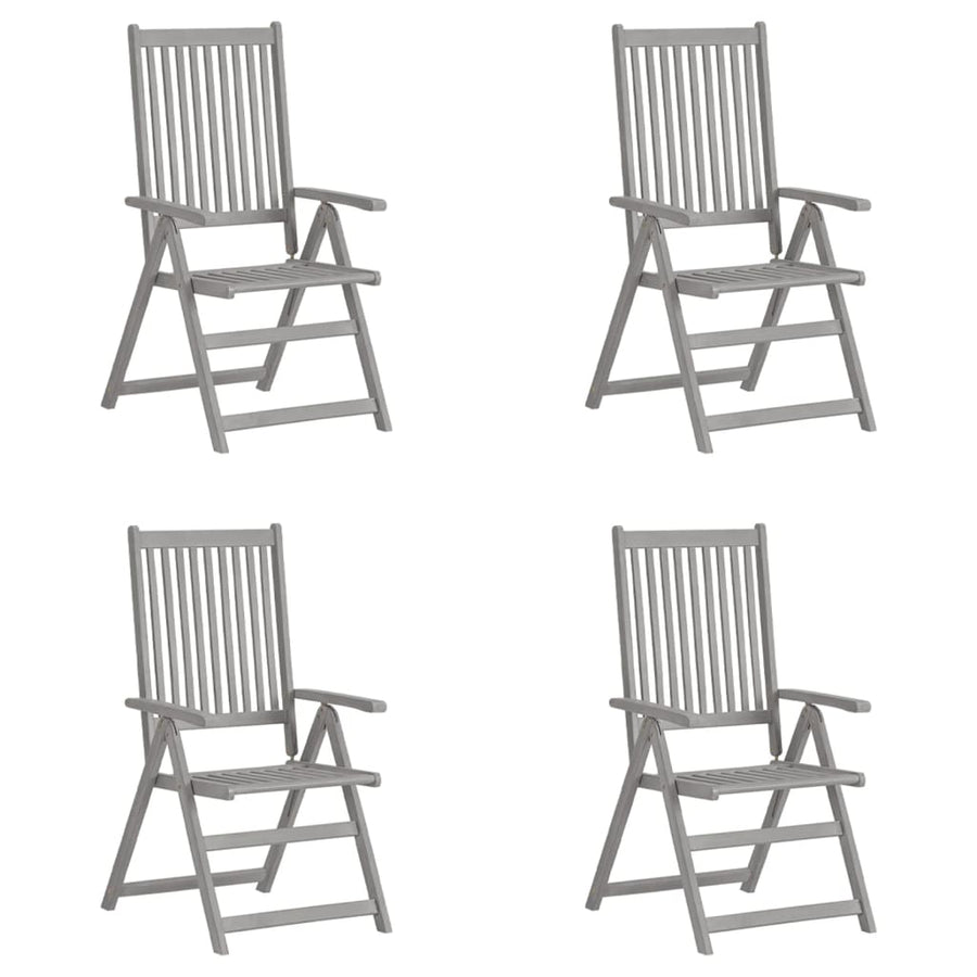 Tuinstoelen Verstelbaar Massief Acaciahout Grijs 4