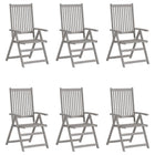 Garden Chairs Adjustable Solid Acacia Wood Grey 6