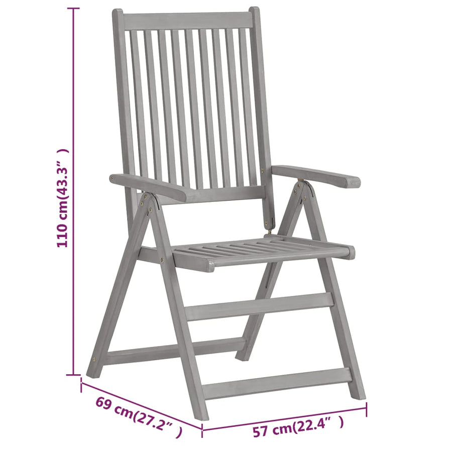 Tuinstoelen Verstelbaar Massief Acaciahout Grijs 6