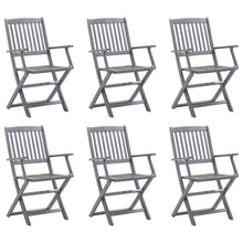 Tuinstoelen Inklapbaar Massief Acaciahout Grijs 6 Met armleuning