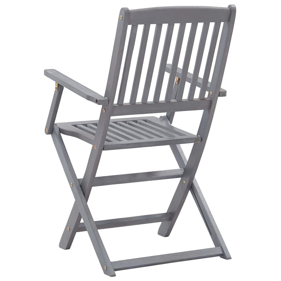 Tuinstoelen Inklapbaar Massief Acaciahout Grijs 6 Met armleuning