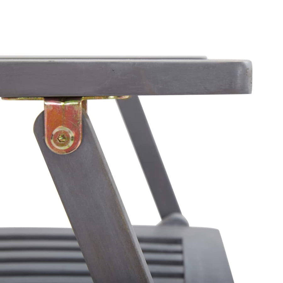 Tuinstoelen Inklapbaar Massief Acaciahout Grijs 6 Met armleuning