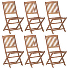 6 foldable garden chairs solid acacia wood