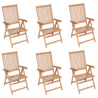 Tuinstoelen 6 st massief teakhout verstelbaar