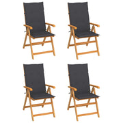 Tuinstoelen massief teakhout 4 st antraciet kussens