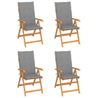 Tuinstoelen 4 st massief teakhout met grijze kussens