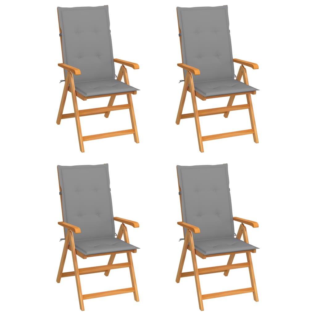 Tuinstoelen Met Grijze Kussens Massief Teakhout 4 Grijs