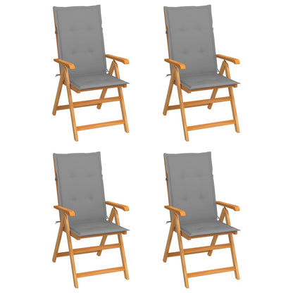 Tuinstoelen Met Grijze Kussens Massief Teakhout 4 Grijs
